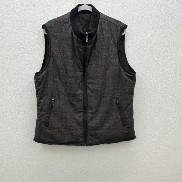 Johnston & Murphy Wool Blend Reversible Quilt Full Zip Winter Vest Mens size XL - Picture 1 of 10